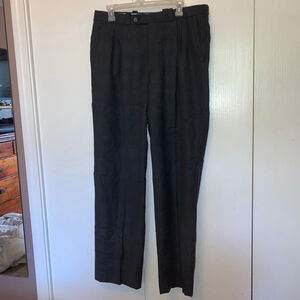 Men's Ashbridge Waist 36 Charcoal Gray Wool Blend Pleated Dress Pants